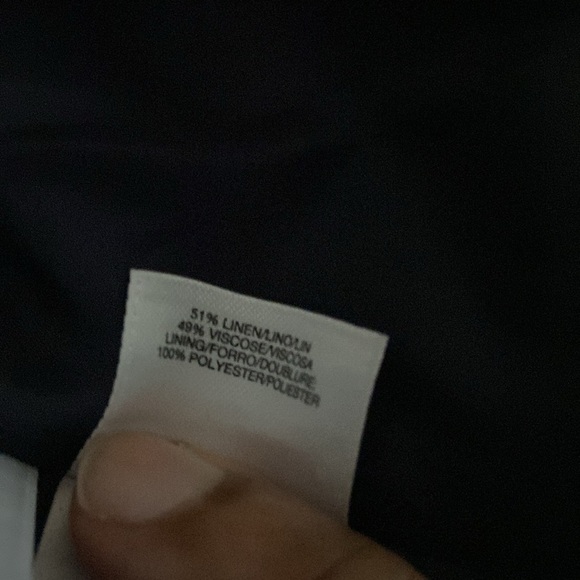 Nine West Navy Blue Preppy Linen Blend Blazer Jacket With Tie Sleeves Size 14 - Picture 5 of 7